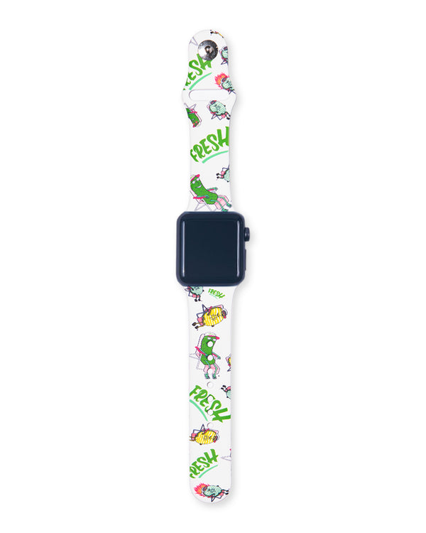apple watch with strap that has pickles and "fresh" on it