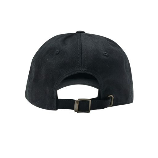 plain black back of hat with buckle closure 